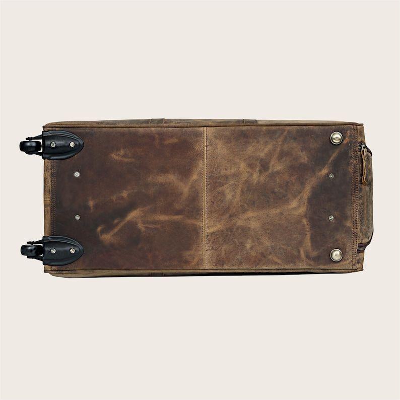 Kožená cestovní taška na vozík pro muže a ženy 24palcová cestovní taška přes noc na víkend Duffle Gym Cabin taška s kolečky pro snadné přenášení