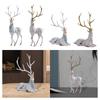 Elk Figurine Modern Resin Collectible Art Crafts Deer Statue Desktop Ornament for Bookshelf Fireplace Living Room Office Shelf