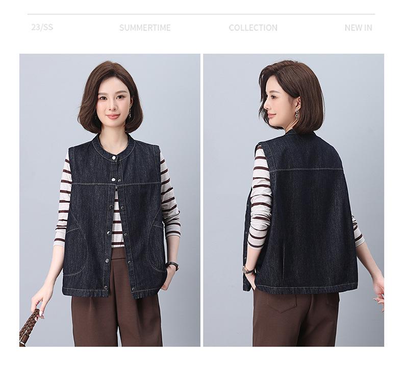 Women's Denim Vest - 2024 Early Autumn Layered Waistcoat, Trendy Spring & Autumn Style Outerwear.