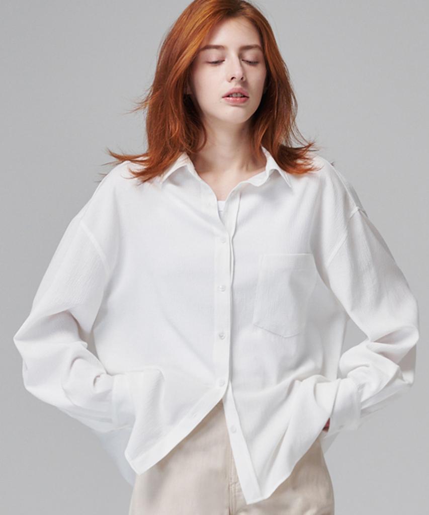 Camicia Oversize Stropicciata MALOUPE 4110 (bianca)