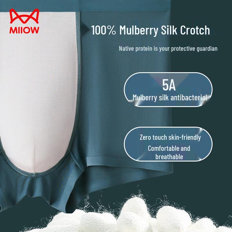 Mao Ren Men's Modal Boxer Briefs with 100% Mulberry Silk Crotch (3-Pack)