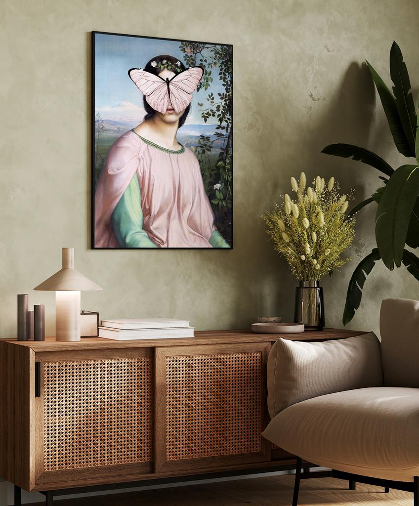 Plakat portret motyl pop art