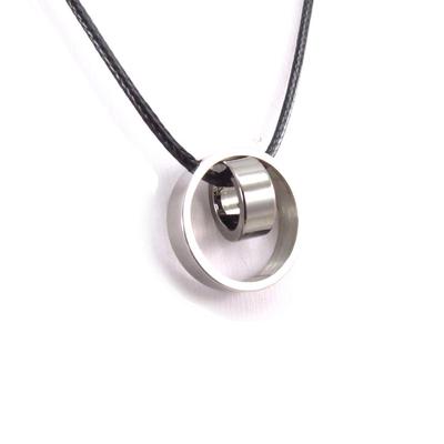 [J6950] - Halskette Stahl 'Peaceful' schwarz silber