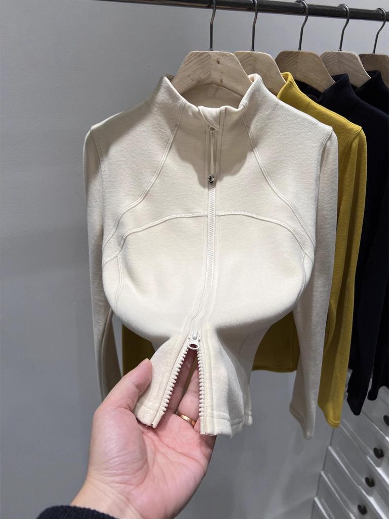 High-Quality Stand-Up Collar Slimming Double-Sided Fleece Warm Cardigan Jacket