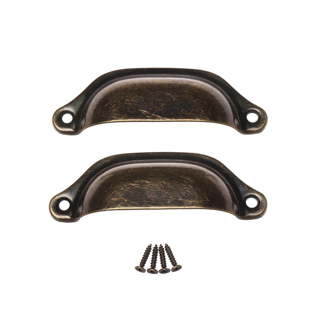 2PCS Antique Brass Shell Pull Handles Retro Iron Wardrobe Door 98MM Furniture Hardware Fittings Kitchen Drawer Knobs Cabinet