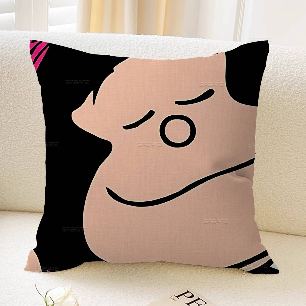 M-Mafalda Girl Pillow Covers Cartoon Sofa Decorative Home Double-Sided Printing Short Plush Cute Cushion Cover