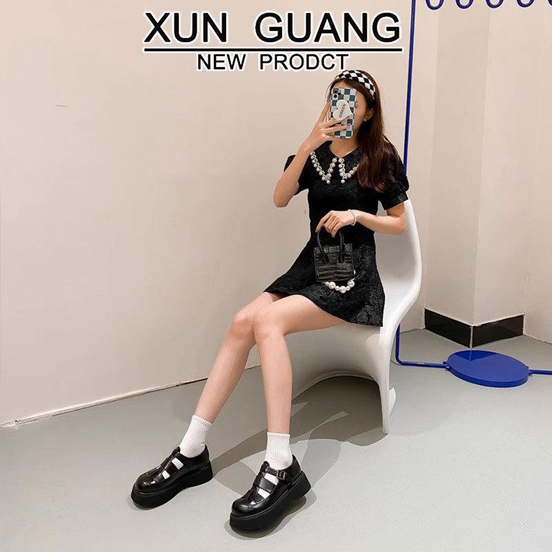Leather Baotou Sandals Women's Summer 2025 New College Style Hollow Casual Shoes Muffin Platform Roman Sandals