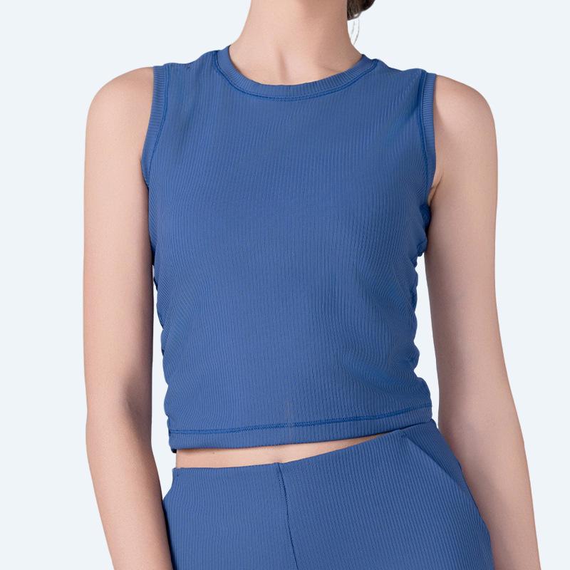

Women s Ribbed Pleated Sports Bra Yoga Set - Slim Fit Vest with Cinched Waist Small
