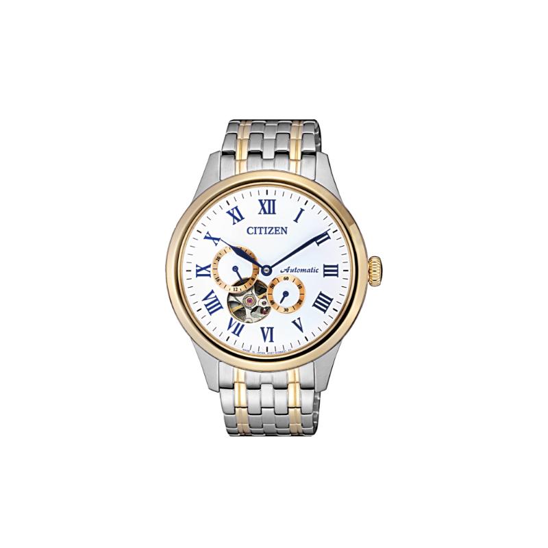 

CITIZEN 50 meters waterproof mechanical movement Steel Strap men s watch white dial NP1026-86A синій