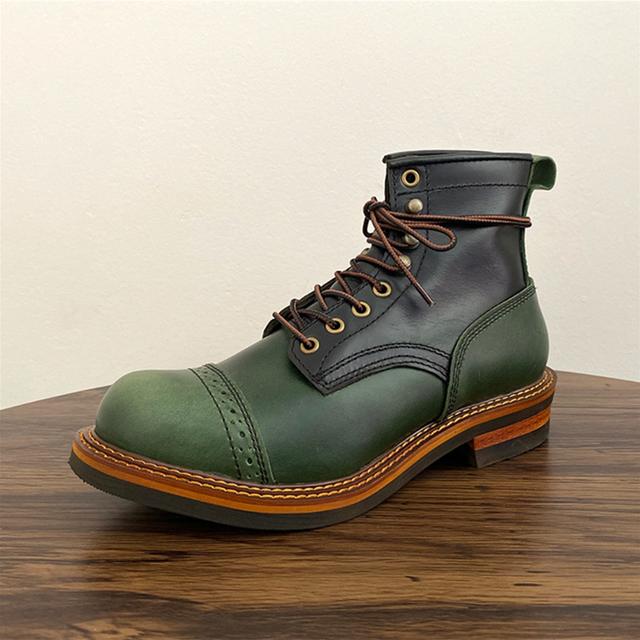 

Винтажная мужская обувь ручной работы из коровьей кожи, осенне-зимняя мужская обувь, разноцветные ботильоны в британском стиле, рабочие мотоциклетные ботинки на платформе 38