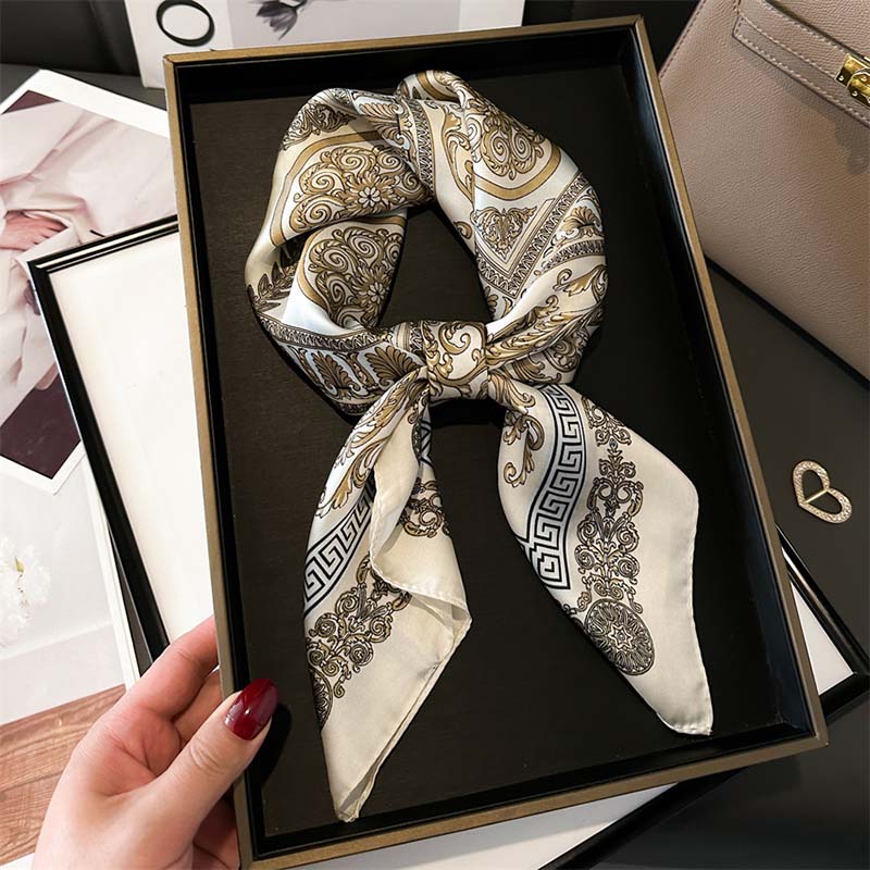 New Fashion 70x70cm Printed Women's Scarf Pashmina Silk Scarf Square Shawl Decorative Headband Neck Luxury Design Bandana