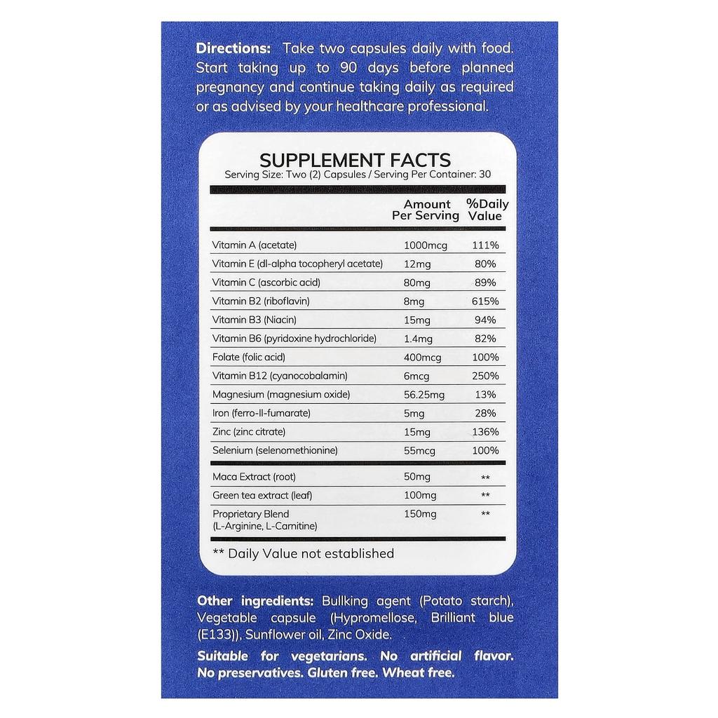 Male Infertility Supplement, 60 Veggie Capsules