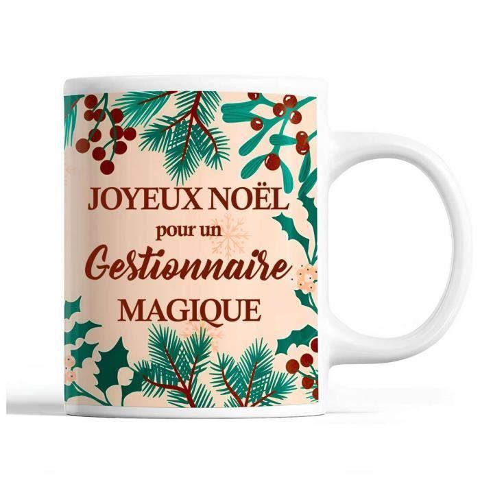 Mug - Noël Gestionnaire homme - Beige - Imprimé recto/verso - 325 ml - Résistant lave-vaisselle