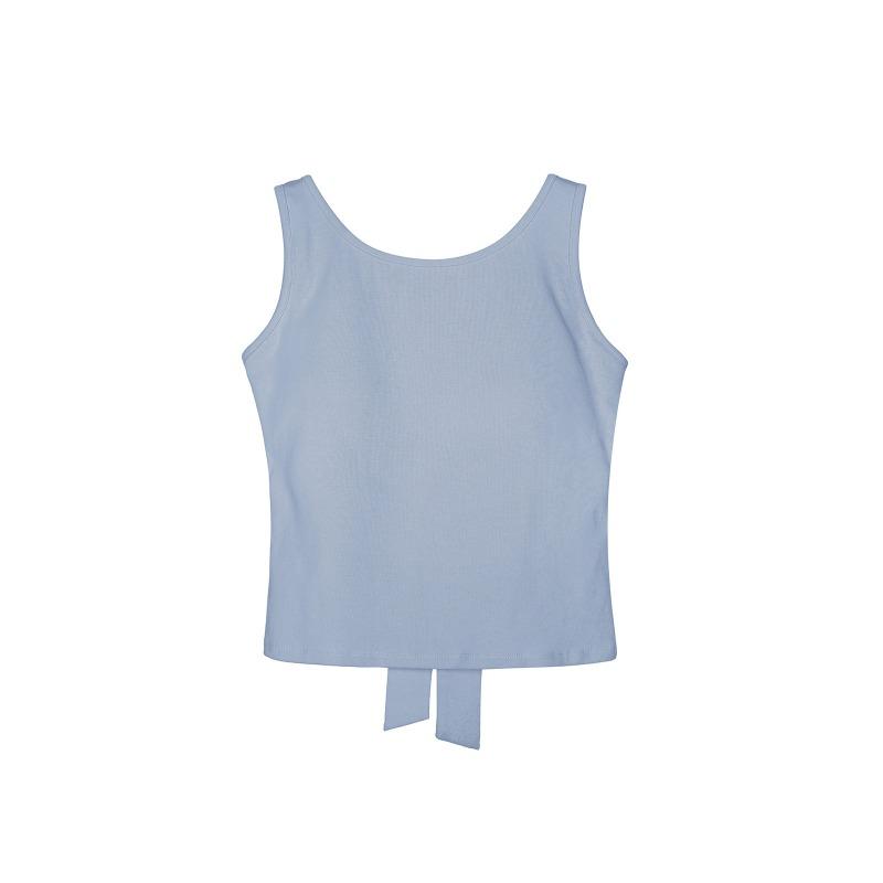 Sexy Bow Halter Sling Vest French with Chest Pad Inside Niche Outside Sleeveless Top