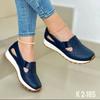 Women's Wide Width Knitted Slip-Ons, Breathable Cutout Casual Flats, Comfortable Mesh Loafers for Women
