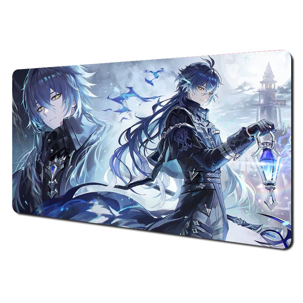 Anime Flins Mouse Pad Large NonSlip Gaming Desk Mat Laptop Keyboard Tray Office Pc Genshin Impact Ergonomic Black