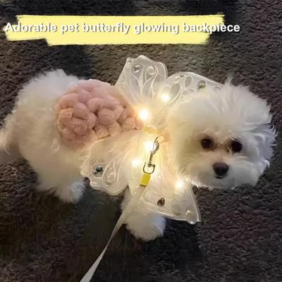 Dog Fairy Wings Light Up Butterfly Wings Pet Costume Embroidered Butterfly Wings with Lights for Parties Dress-up Photo Shoot Accessories