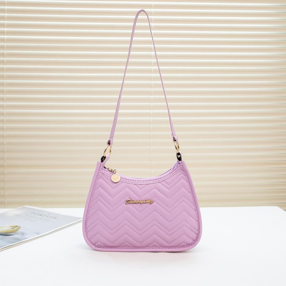 

Rhombus embroidered shoulder armpit bag, a new zipper versatile women s bag фиолетовый