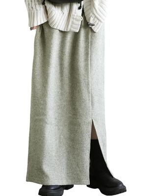 Antiqua Slimming Skirt with Long One Size Greige Women's Slit, NA-00514, 01,