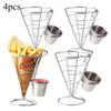 'Four Stainless Steel Fry Racks With Sauce Cups, Perfect For Kitchens, Restaurant Buffets, Picnic Parties, And Family Gatherings