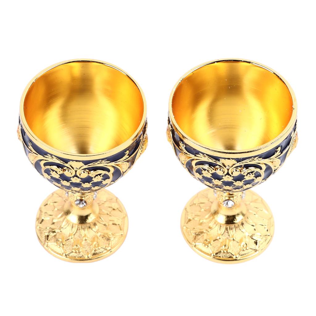 Vintage Sklenice na víno Slitina zinku Elegantní Dekorativní Retro Sklenice na stopce pro Domácí Bar Párty 2ks Zlatá