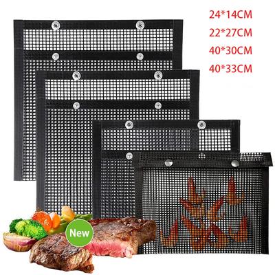 Non-Stick Mesh Grill Bag Barbecue Mat Reusable BBQ Grill Mat Vegetable Meat Cooking Pouch Heat Resistant BBQ Accessories Tools
