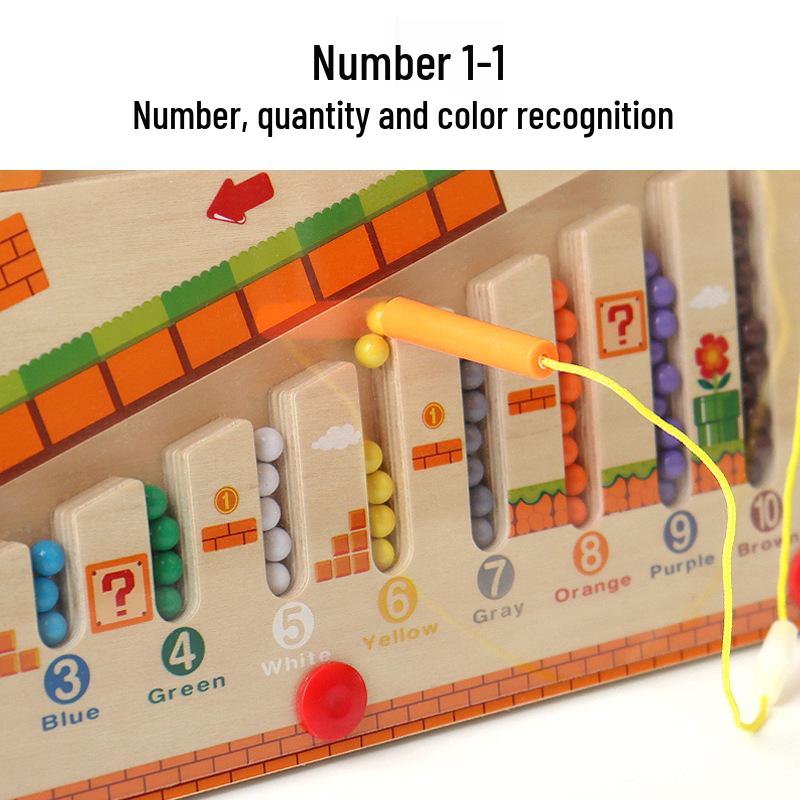 Montessori Wooden Magnetic Maze for Kids - Educational Bead Sorting & Number Color Board
