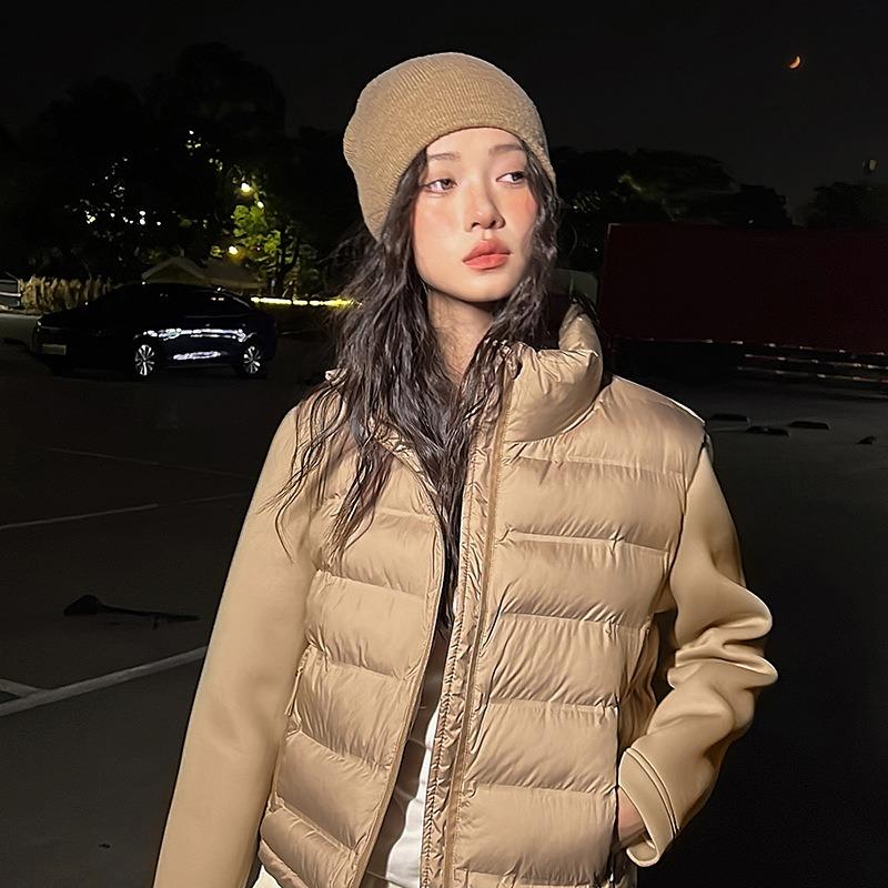 Supply Autumn New Cross-border Women's Clothing Casual Sleeves Splicing Cotton Clothing Jacket Solid Color Quilting Cotton