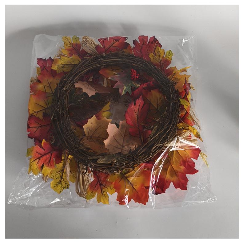 Autumn Harvest Wreath with Pumpkins & Maple Leaves