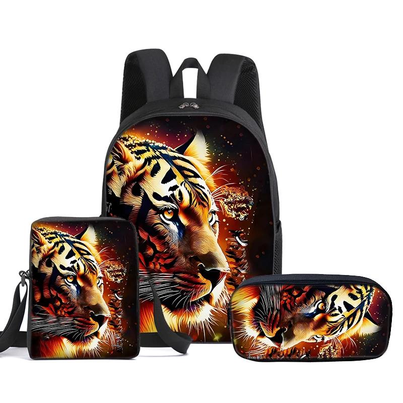 Animale Tigre 3 Pezzi/Set Zaino Con Borse a Tracolla, Astuccio, Cartella Scolastica Per Ragazzo/Ragazze Miglior Regalo 2D Cartone Animato Borse Scolastiche Per Studenti