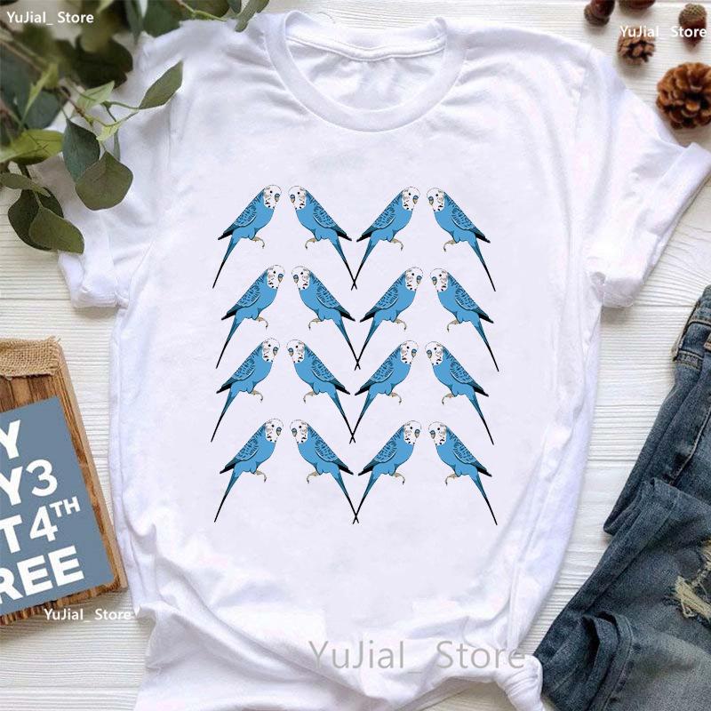 Womens Fashion Shortsleeved Tshirt Parrot Print Graphic Base Shirt Aesthetic Instagram Clothing Base Layer T Shirts