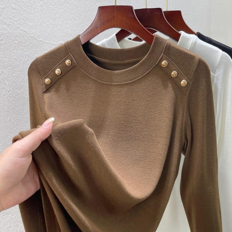 Button design Modal cotton bottoming shirt women's crew neck summer wear new women's slim t-shirt top