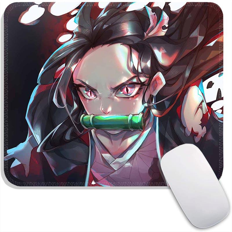 Small Mouse Pad Anime Demon Slayer Gamer Edge Stitched Standard Gaming Mousepad Travel Mouse Mat Non-Slip Office Mousemats