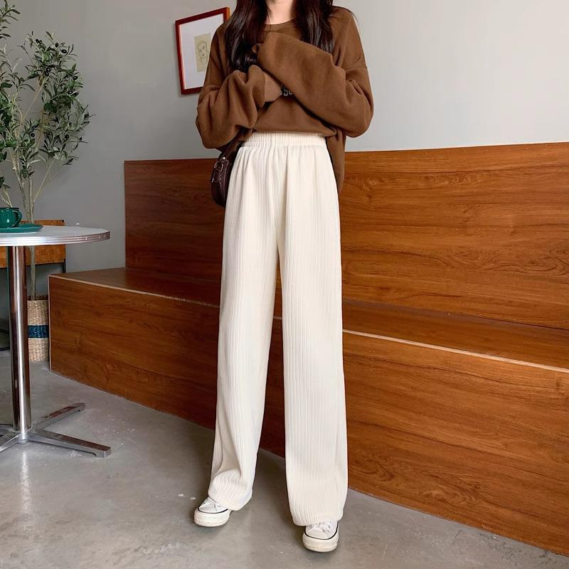 

Маленькие женские брюки с высокой талией, утягивающие, с широкими штанинами, на флисовой подкладке, из шенилла, XS M (96-110 Jin)