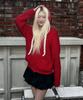 Youhee Rope Hood Zip-Up Knit Red