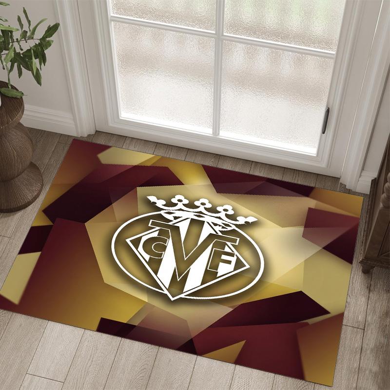 Villarreal FC Design Crystal Velvet Carpet Cozy Non?Slip Printed Rug For Bedroom Living Room Entrance