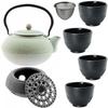 CAST IRON KETTLE 1.5L TEA POT WITH TEA INFUSER + 4x CUPS WARMER