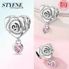 Copper Charms Bead Romantic Rose Night Rose Charm Pendant Fit Bracelet Necklace Diy Birthday For Woman Jewelry Gift