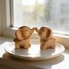 Mini Elephant Figurine Cute Wooden Miniature Collectible Wildlife Statue Animal Sculpture Small Living Room for Office Shelf Decor