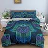Hamsa Hand King Queen Bedding Set Hand of Fatima Duvet Cover Boho Mandala Black Gold Lucky Hand Polyester Quilt Cover