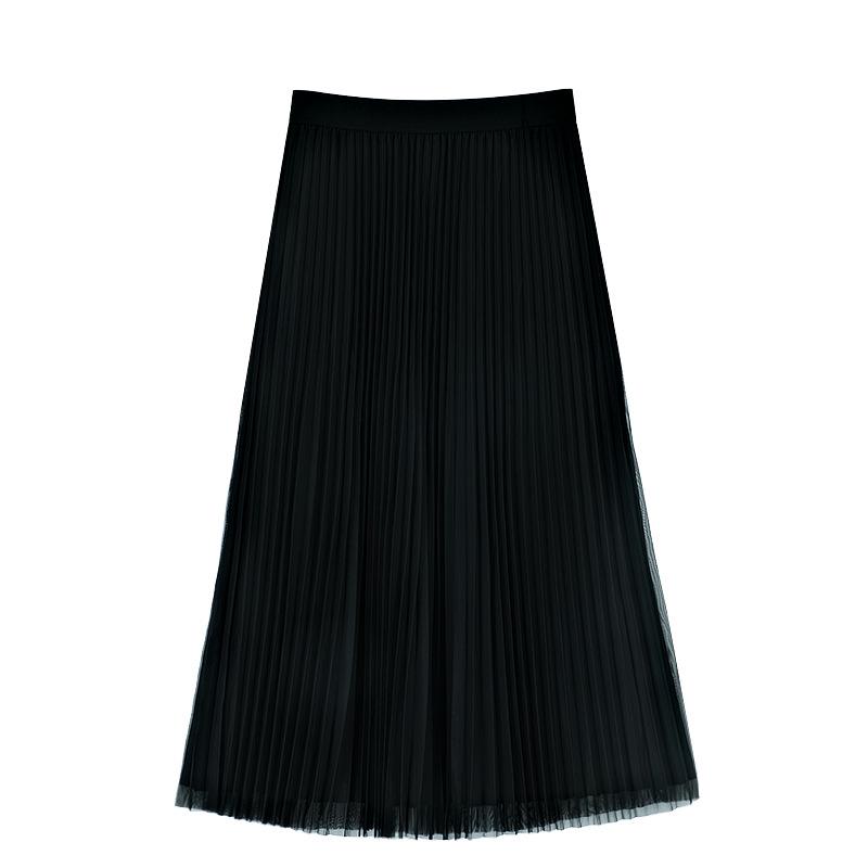 2023 Autumn/Winter Double-Sided Pleated A-Line Midi Skirt for Women