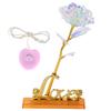 Transparent Rose Flower with LoveShaped Display Stand Craft Collection Purple Packing Box
