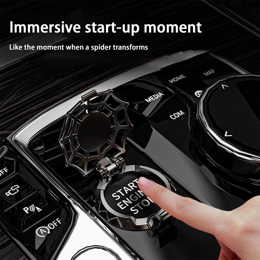 Gerinkoken Car Start Button Cover, Car Engine Start Button Cover, Spider Web Car Engine