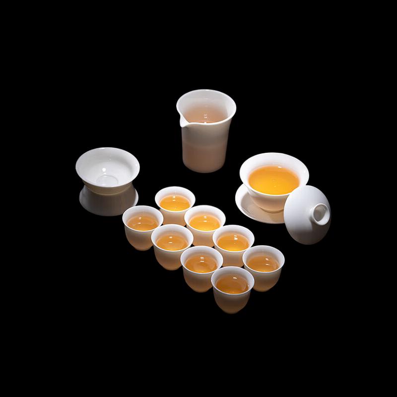 Mutton Fat Jade Porcelain Gaiwan Tea Set