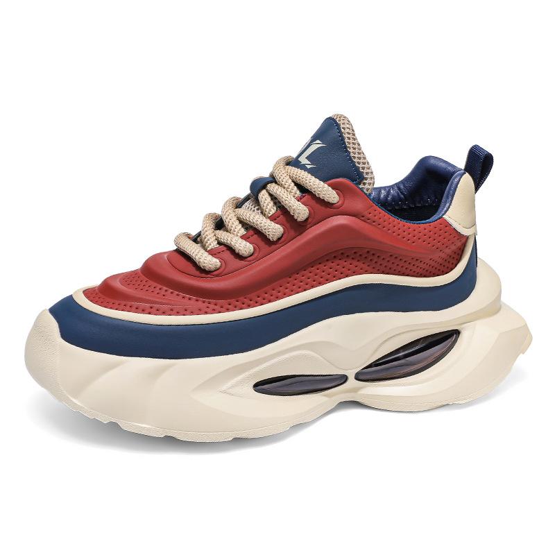 Autumn New Sports Shoes Men's Versatile Breathable Running Shoes Platform-soled Air Cushion Heightening Ins Dad Shoes