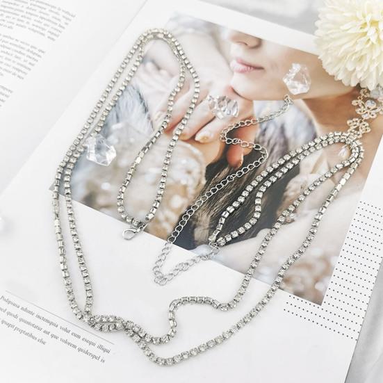 Yousheng Women Waist Chain Adjustable Extension Chain Fine Workmanship Double Layer Rhinestones Belly Chain Body Accessories