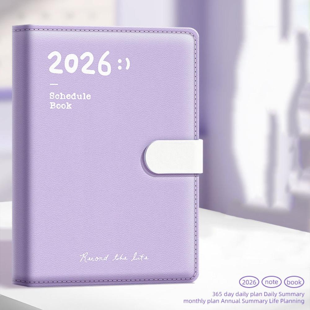 Portable A5 2026 Schedule Book To Do List Planner Reminder Agenda Book Textured PU Daily Planner Office Supplies