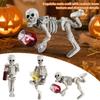 Garden Bar Halloween Skeleton Figurine 3D Skull Figurine Resin Skeleton Statue Creative Modern Art Statue Study Desk Ornament
