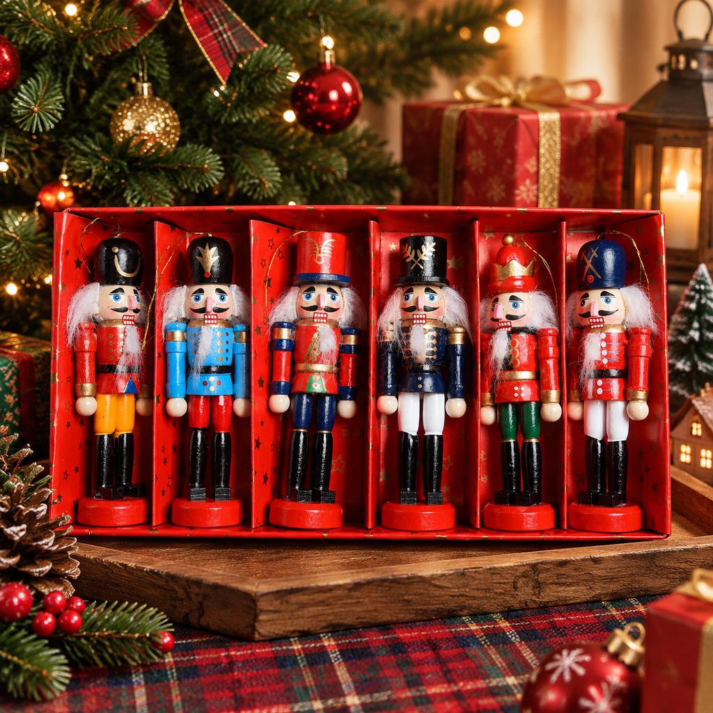 Wooden Painted Nutcracker Soldier Set of 6