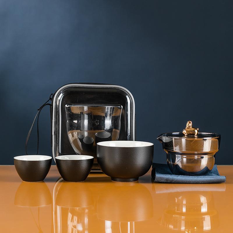 Outdoor Portable Travel Tea Set, One Pot, Three Cups, Express Cup, Tea Maker, Mid-Autumn Festival Year of the Rabbit Commemorative Gift